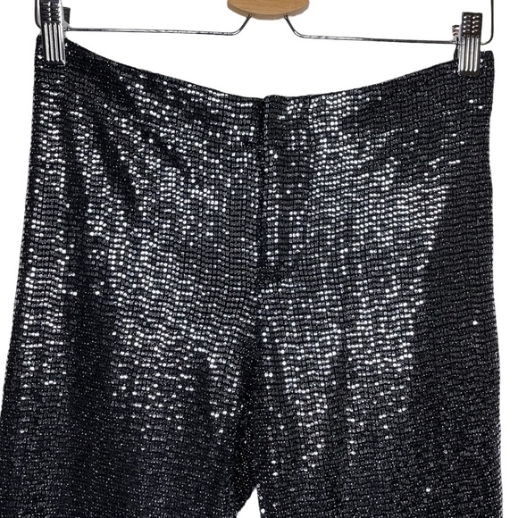 Free People Black Silver Sequin Shine On Pants - 4 - Picture 4 of 10